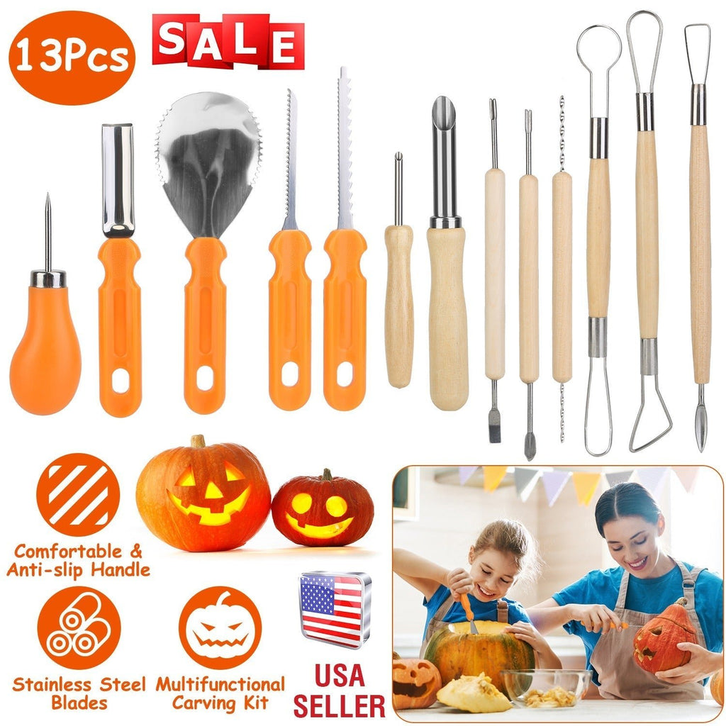 13Pcs Halloween Pumpkin Carving Kit Stainless Steel Carving Kit Pumpkin Sculpting Cutting Kit Halloween Decorative Tools - Rustic Threads Farm