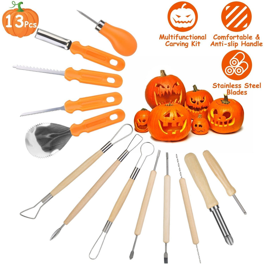 13Pcs Halloween Pumpkin Carving Kit Stainless Steel Carving Kit Pumpkin Sculpting Cutting Kit Halloween Decorative Tools - Rustic Threads Farm