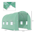 14.5 ft x 6.3 ft Outdoor Greenhouse with Green PE Cover and Sturdy Steel Frame - Rustic Threads Farm
