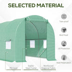 14.5 ft x 6.3 ft Outdoor Greenhouse with Green PE Cover and Sturdy Steel Frame - Rustic Threads Farm