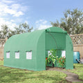 14.5 ft x 6.3 ft Outdoor Greenhouse with Green PE Cover and Sturdy Steel Frame - Rustic Threads Farm