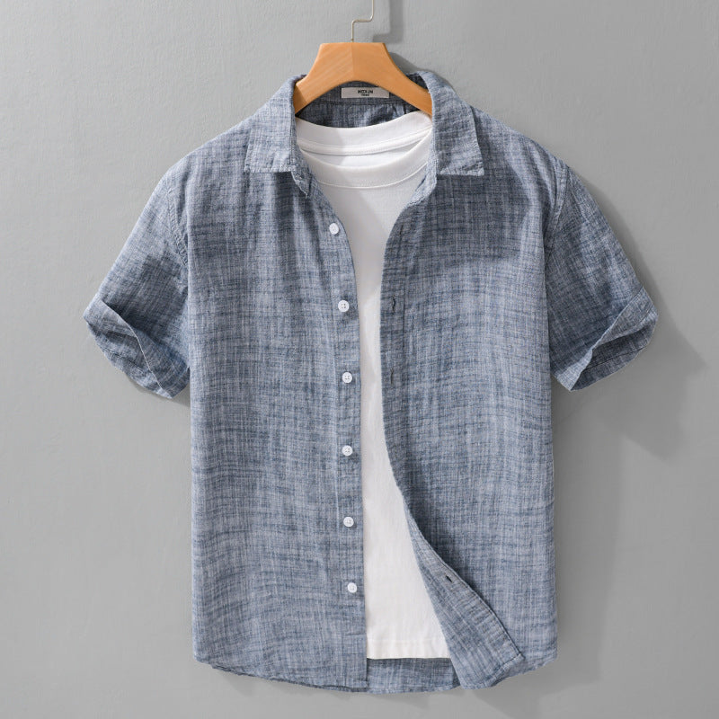 Summer Mens Clothing Simple Versatile Short-sleeve Shirt