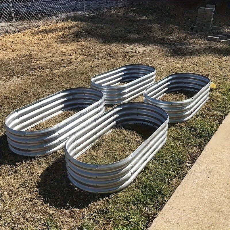 4x2x1FT Galvanized Raised Garden Bed Kit Oval Metal Planter Box - Rustic Threads Farm