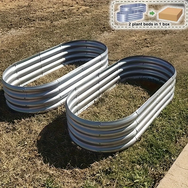 4x2x1FT Galvanized Raised Garden Bed Kit Oval Metal Planter Box - Rustic Threads Farm