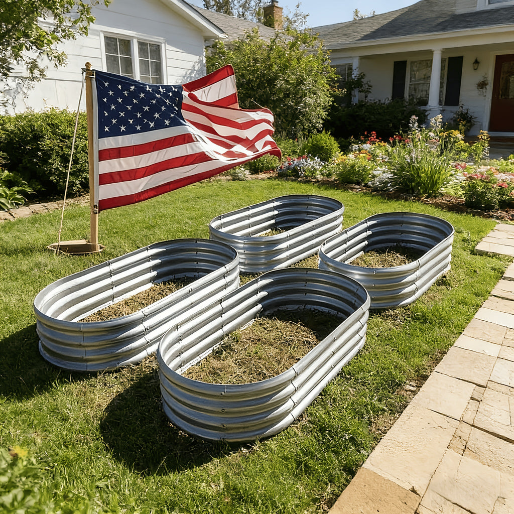 4x2x1FT Galvanized Raised Garden Bed Kit Oval Metal Planter Box - Rustic Threads Farm