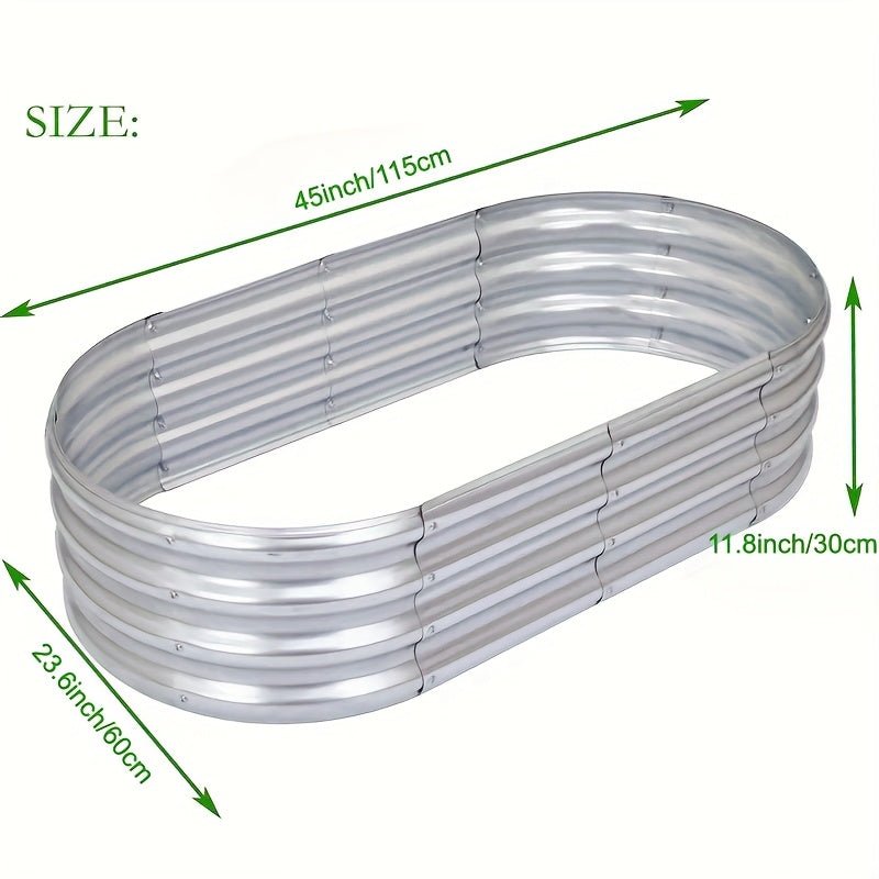 4x2x1FT Galvanized Raised Garden Bed Kit Oval Metal Planter Box - Rustic Threads Farm
