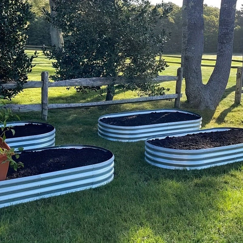 4x2x1FT Galvanized Raised Garden Bed Kit Oval Metal Planter Box - Rustic Threads Farm