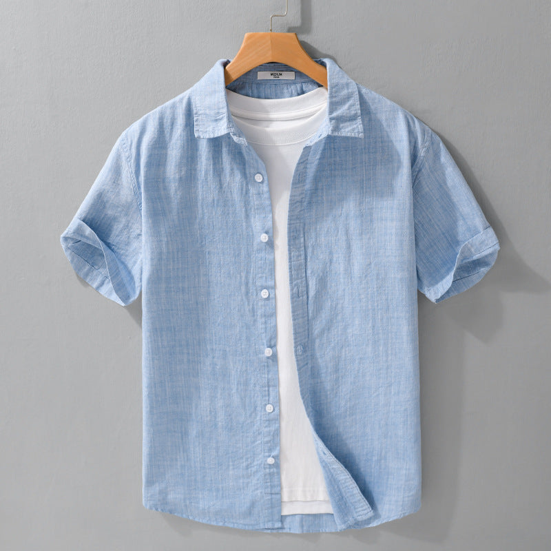 Summer Mens Clothing Simple Versatile Short-sleeve Shirt