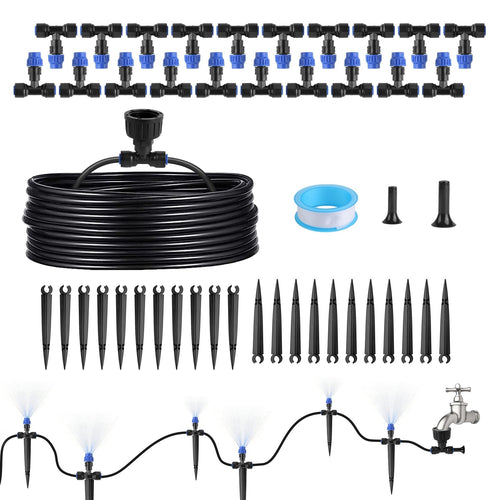 75FT Mist Drip Irrigation System with Adjustable Misting Nozzle Quick Connect Automatic Garden Watering System for Garden Lawn Patio Flower Bed - Rustic Threads Farm