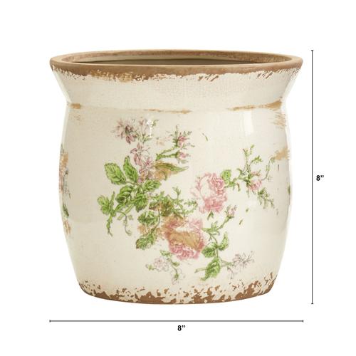 8" Tuscan Ceramic Floral Print Planter - Rustic Threads Farm