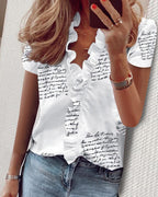 Cowgirl Chic Ruffle Top – Stylish Short Sleeved Shirt for Casual Cowgirl Style