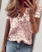 Cowgirl Chic Ruffle Top – Stylish Short Sleeved Shirt for Casual Cowgirl Style