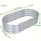 4x2x1FT Galvanized Raised Garden Bed Kit Oval Metal Planter Box