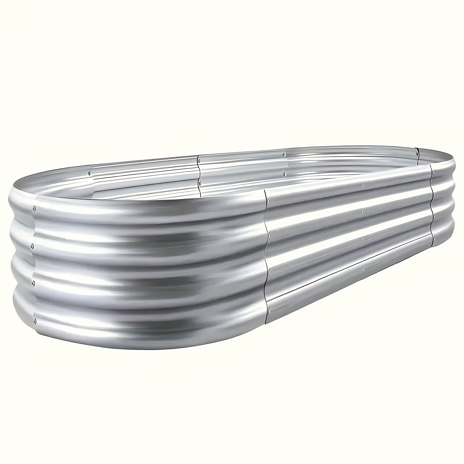 4x2x1FT Galvanized Raised Garden Bed Kit Oval Metal Planter Box