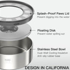 No Spill Dog Water Bowl 1 Gallon Stainless Steel Slow Feeder Non Slip