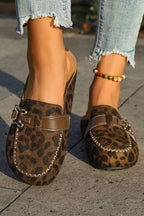 Lea Leather Strap Mule Slippers