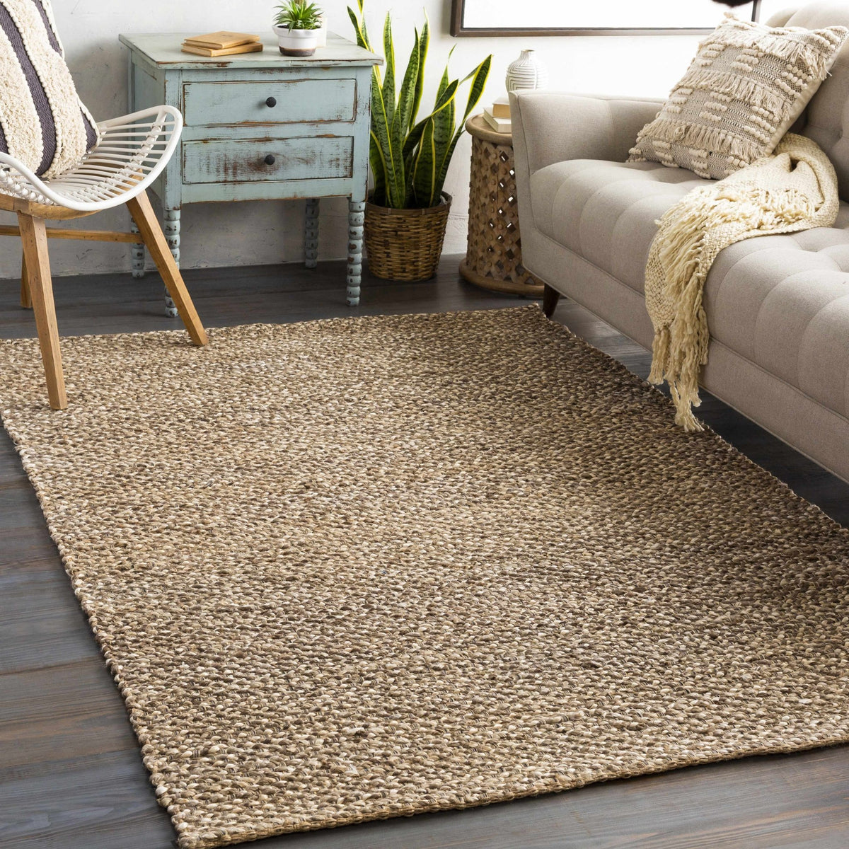 Caspar Hand Woven Natural Jute Rug - Rustic Threads Farm