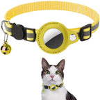 Cat AirTag Holder Collar – Adjustable Reflective Breakaway Kitten Collar with Bell & Waterproof AirTag Case - Rustic Threads Farm