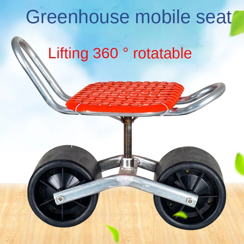 Convenient easy rotated agricultural work seat Garden Shed farm Movable tool stool with wheels - Rustic Threads Farm