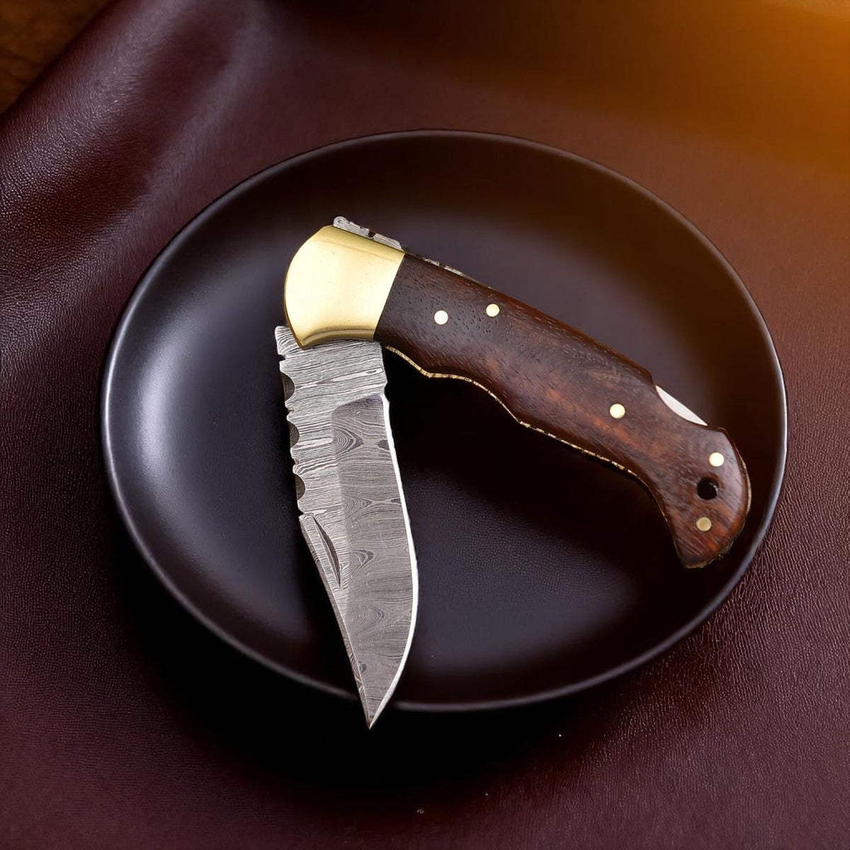 Cowboy Pocket Knife | 3" Damascus Blade - Rustic Threads Farm