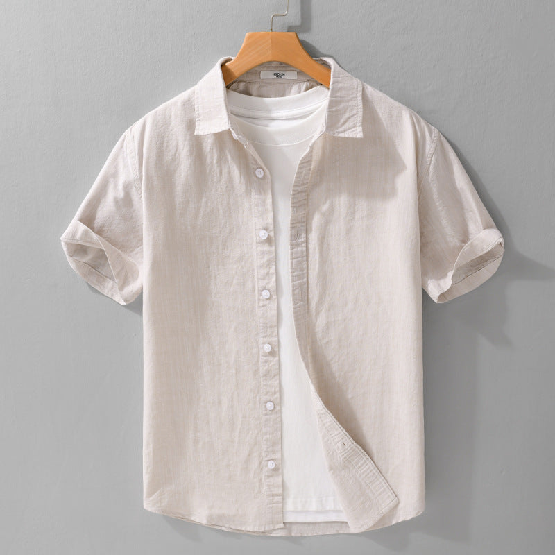 Summer Mens Clothing Simple Versatile Short-sleeve Shirt