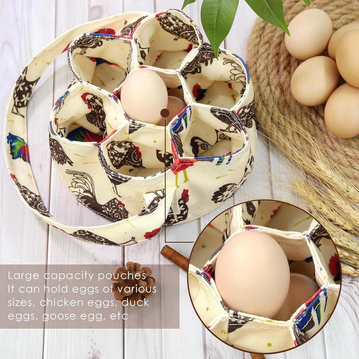 Egg Collection Basket Egg Collection Basket 7 Bags Chicken Mother Chicken Duck Goose Egg Housewife Farm Garden - Rustic Threads Farm