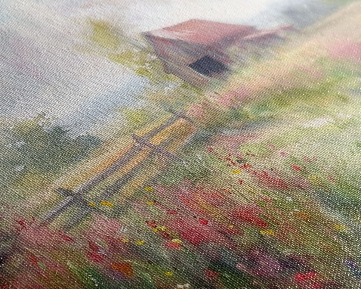 Farm Art, Framed Canvas Print, Rustic Watercolor Painting Of An Old Barn, Farmhouse Color Palette, Boho Decor - Rustic Threads Farm