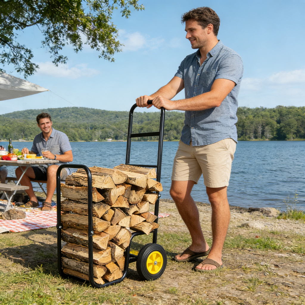 Firewood Log Cart Carrier - Rustic Threads Farm