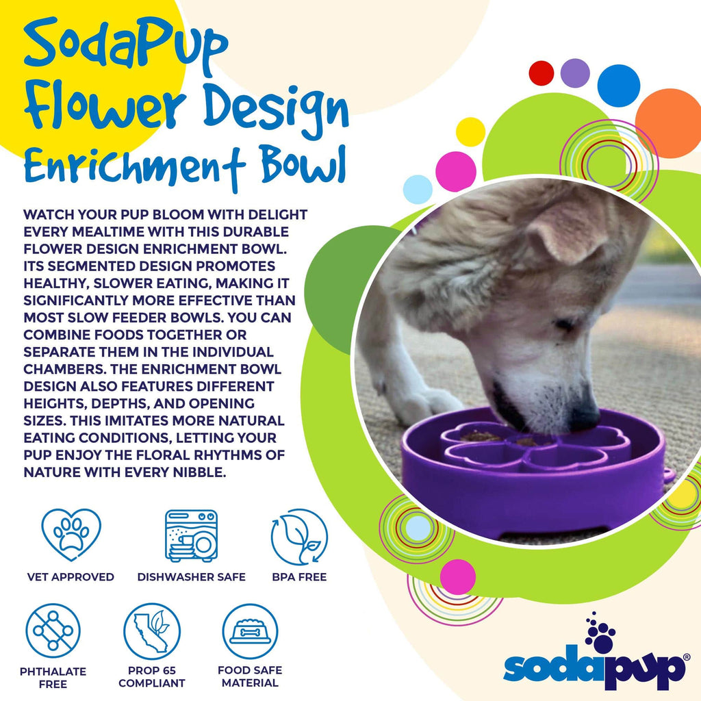 Flower eBowl Deep Slow Feeder Dog Bowl for Enrichment | USA Made - Rustic Threads Farm