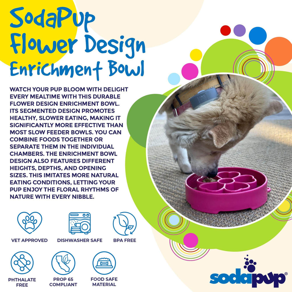 Flower eBowl Deep Slow Feeder Dog Bowl for Enrichment | USA Made - Rustic Threads Farm