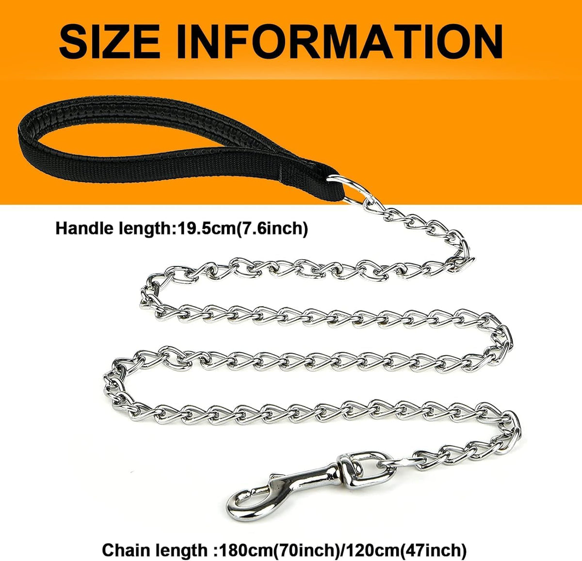 Heavy Duty Metal Dog Leash Chew Proof Pet Leash Chain With Soft Padded Handle For Large Medium Size Dogs - Rustic Threads Farm