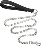 Heavy Duty Metal Dog Leash Chew Proof Pet Leash Chain With Soft Padded Handle For Large Medium Size Dogs - Rustic Threads Farm