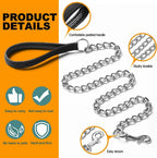 Heavy Duty Metal Dog Leash Chew Proof Pet Leash Chain With Soft Padded Handle For Large Medium Size Dogs - Rustic Threads Farm