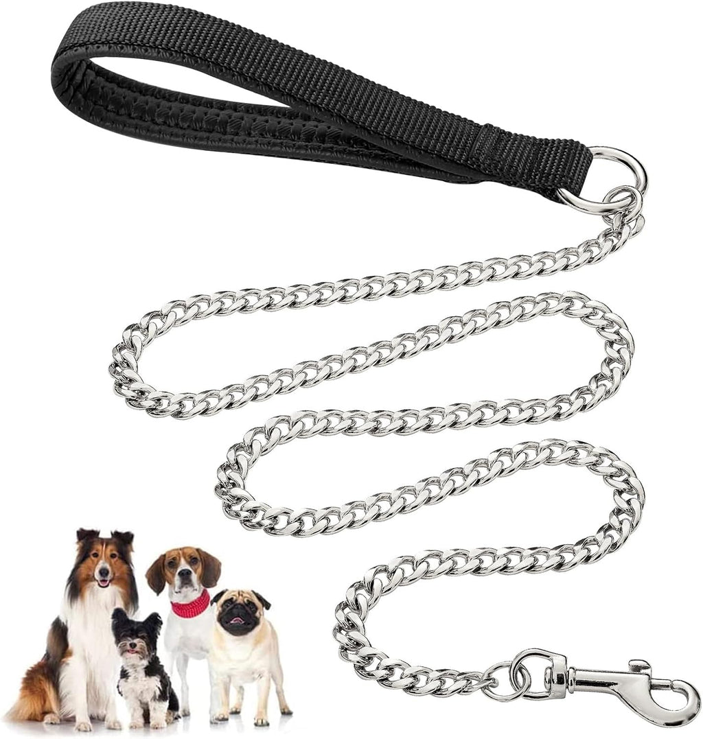Heavy Duty Metal Dog Leash Chew Proof Pet Leash Chain With Soft Padded Handle For Large Medium Size Dogs - Rustic Threads Farm
