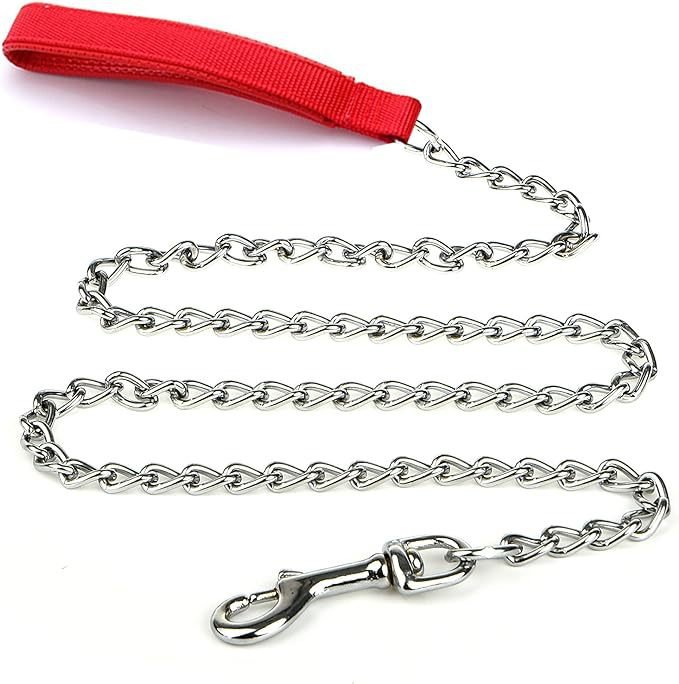 Heavy Duty Metal Dog Leash Chew Proof Pet Leash Chain With Soft Padded Handle For Large Medium Size Dogs - Rustic Threads Farm