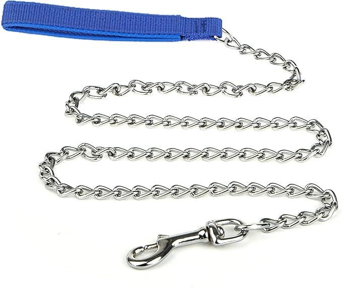 Heavy Duty Metal Dog Leash Chew Proof Pet Leash Chain With Soft Padded Handle For Large Medium Size Dogs - Rustic Threads Farm