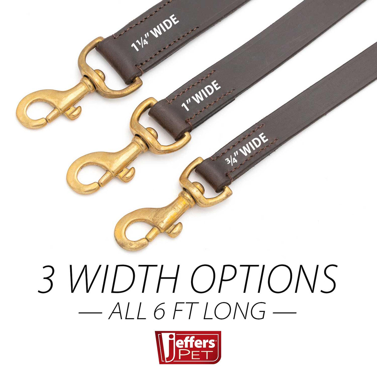 Jeffers Flat Leather Dog Leash with Hand Strap Handle, 6'L - Rustic Threads Farm