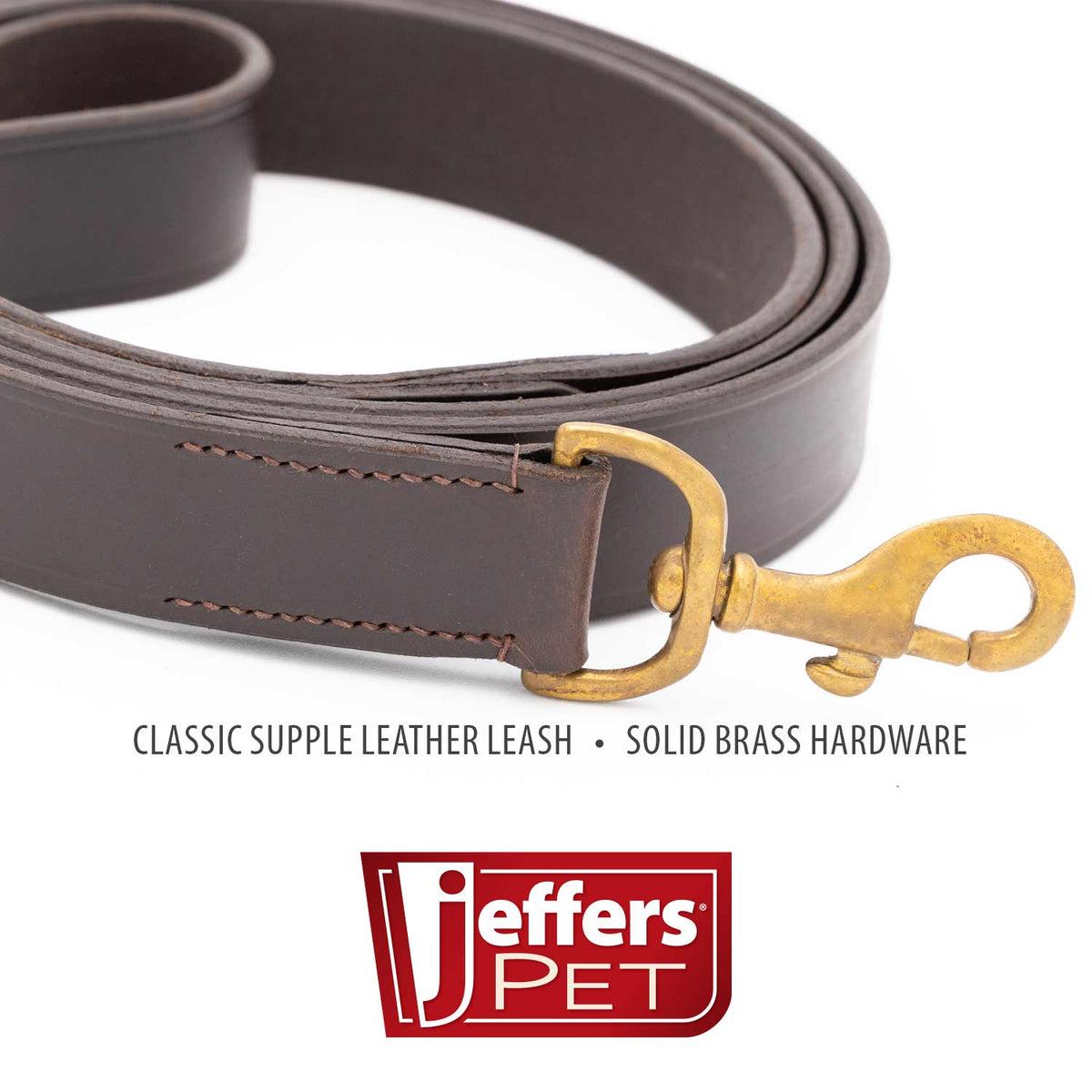 Jeffers Flat Leather Dog Leash with Hand Strap Handle, 6'L - Rustic Threads Farm