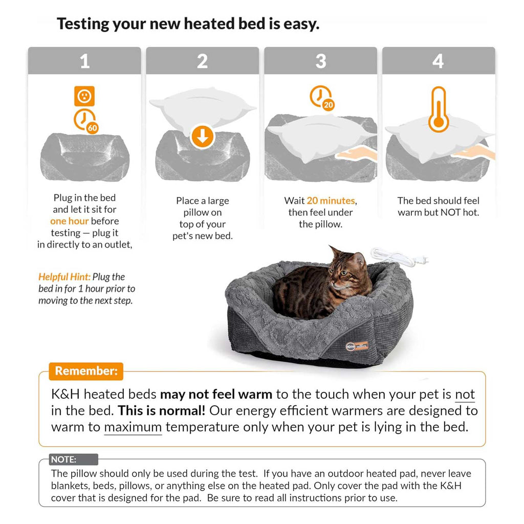 K&H Thermo-Pet Lounge Sleeper Heated Cat & Small Dog Bed – Plush, Non-Slip, Machine Washable Indoor Pet Bed - Rustic Threads Farm