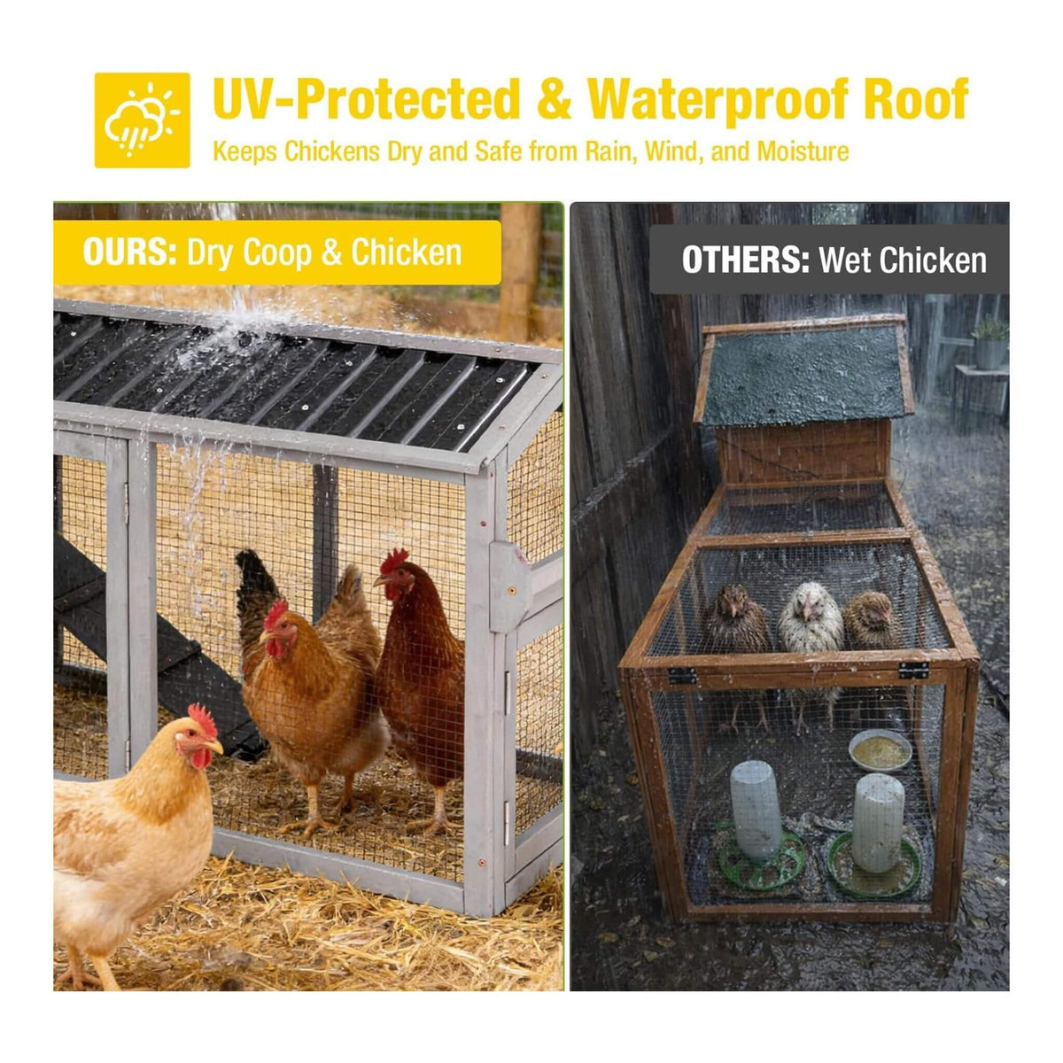 Large 83-Inch Mobile Chicken Coop With Wheels And Nesting Box [4-6 Chickens] (SAK81360) - Rustic Threads Farm