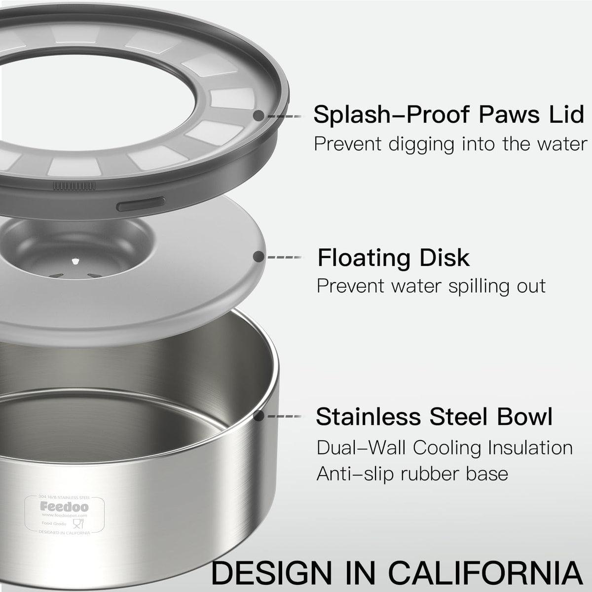 No Spill Dog Water Bowl 1 Gallon Stainless Steel Slow Feeder Non Slip - Rustic Threads Farm