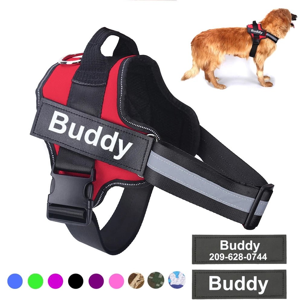 Personalized Dog Harness NO PULL Reflective Breathable Adjustable Pet Harness Vest For Small Large Dog Custom Patch Pet Supplies - Rustic Threads Farm