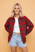 Plaid Button Front Long Sleeve Shacket - Rustic Threads Farm