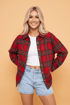 Plaid Button Front Long Sleeve Shacket - Rustic Threads Farm