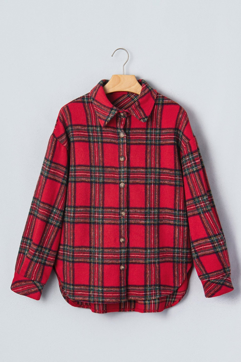Plaid Button Front Long Sleeve Shacket - Rustic Threads Farm