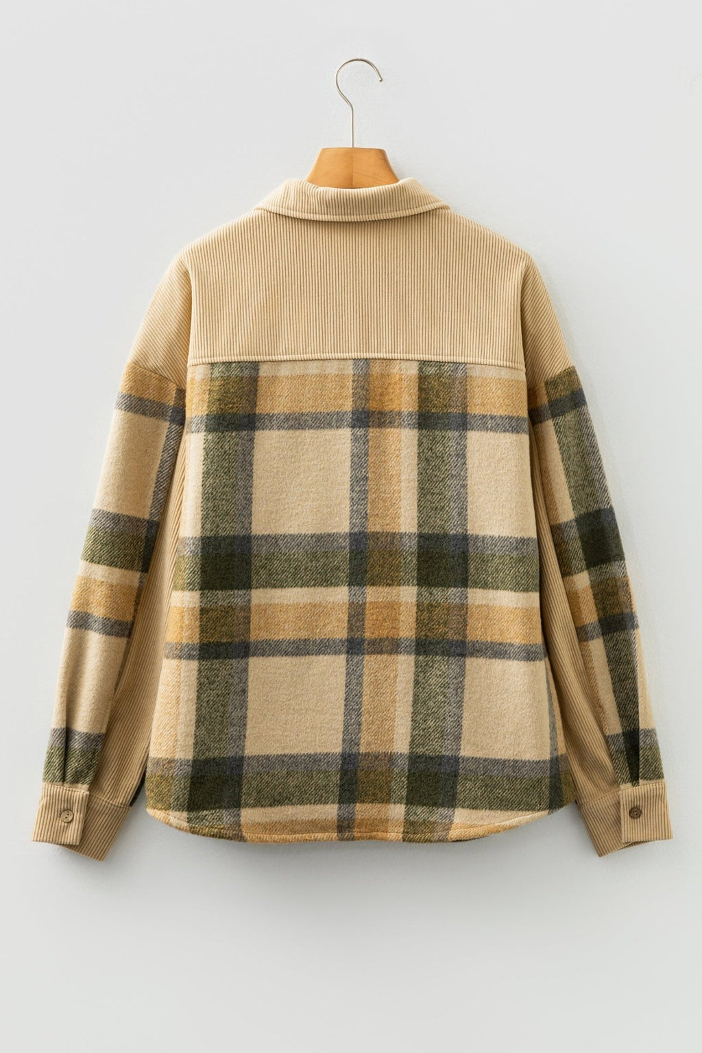 Plaid Corduroy Patchwork Chest Pocket Shacket - Rustic Threads Farm
