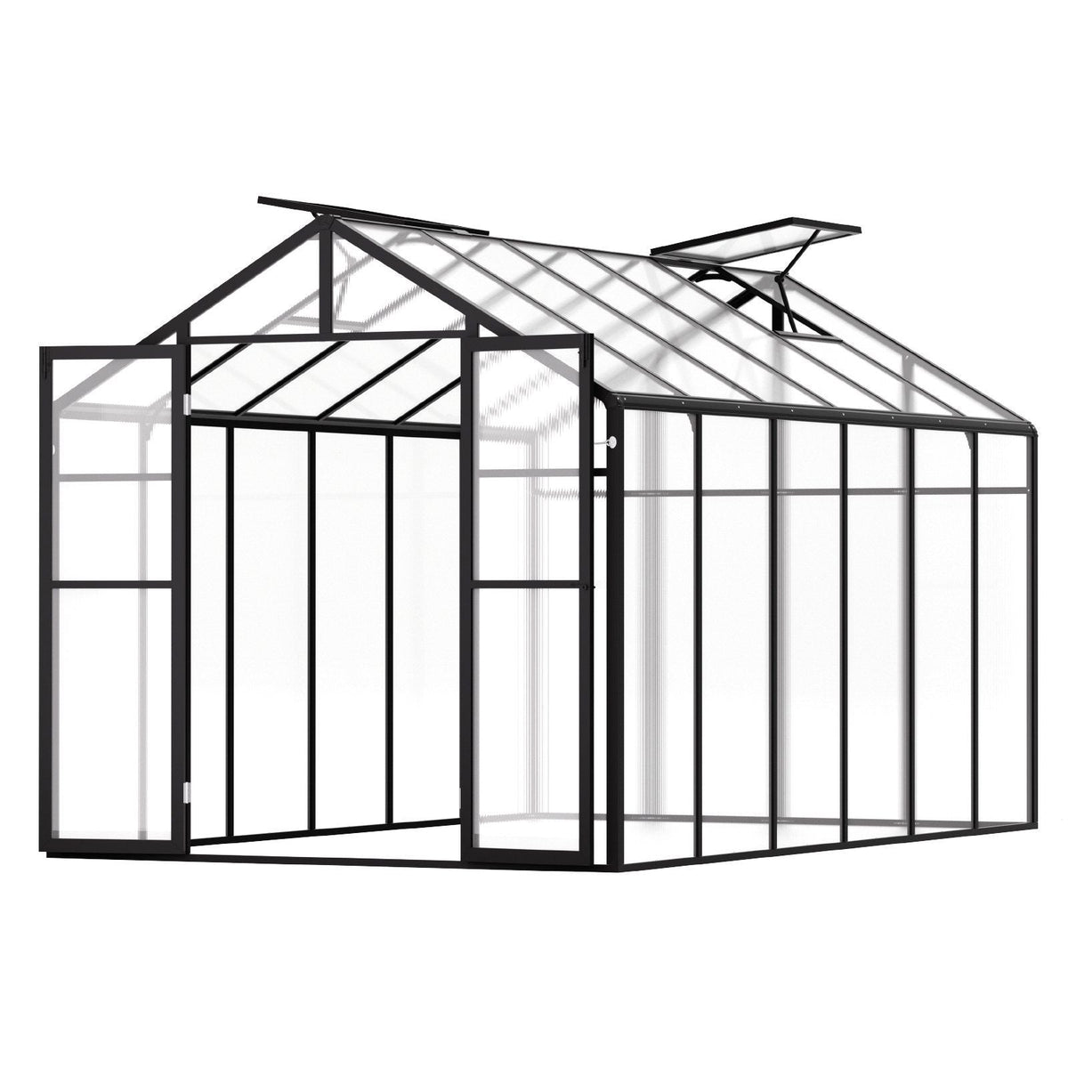 Polycarbonate Greenhouse 8 x 12 Ft Outdoor Walk-in Greenhouse for Garden - Rustic Threads Farm