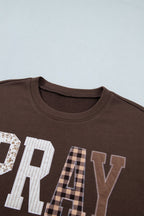 Pray Floral Stripe Gingham Embroidered Patch Sweatshirt - Rustic Threads Farm