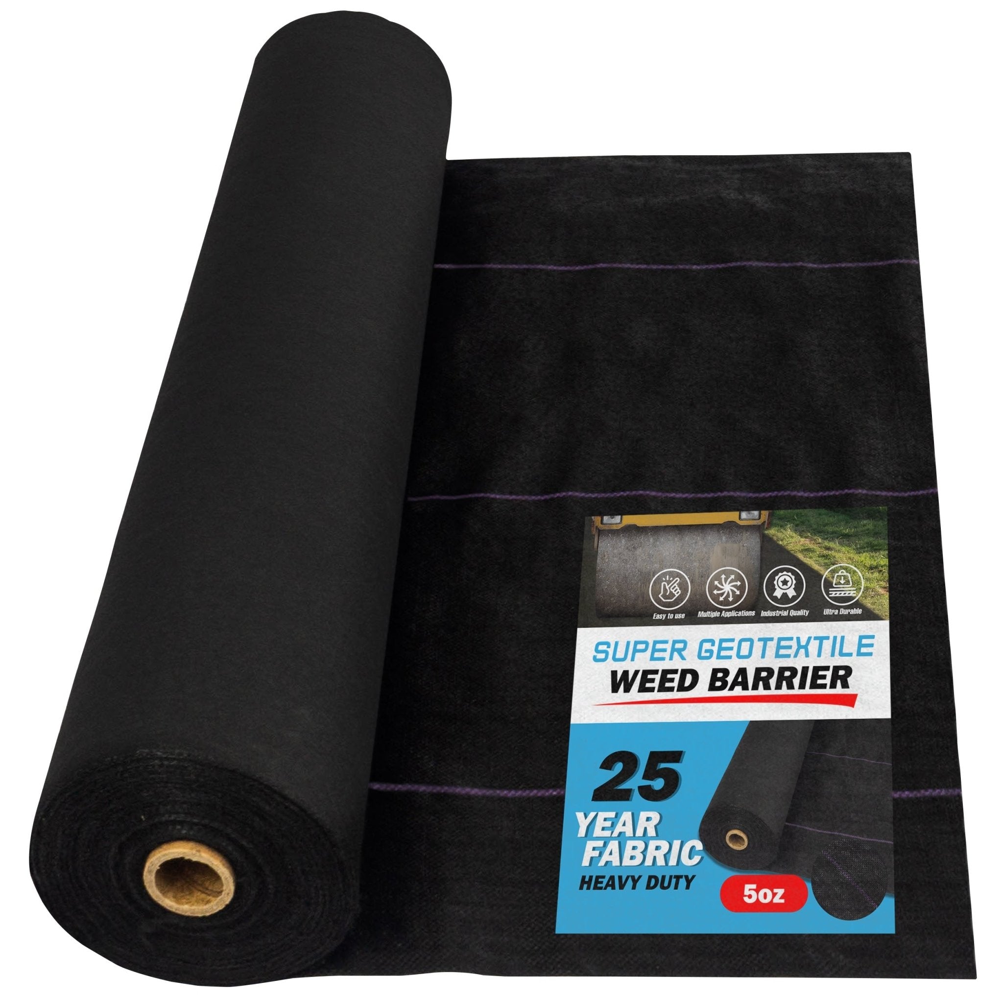 Pro Grade 5oz Weed Barrier - Heavy Duty Landscape Fabric - Weed Block - 25 Year Fabric - Rustic Threads Farm