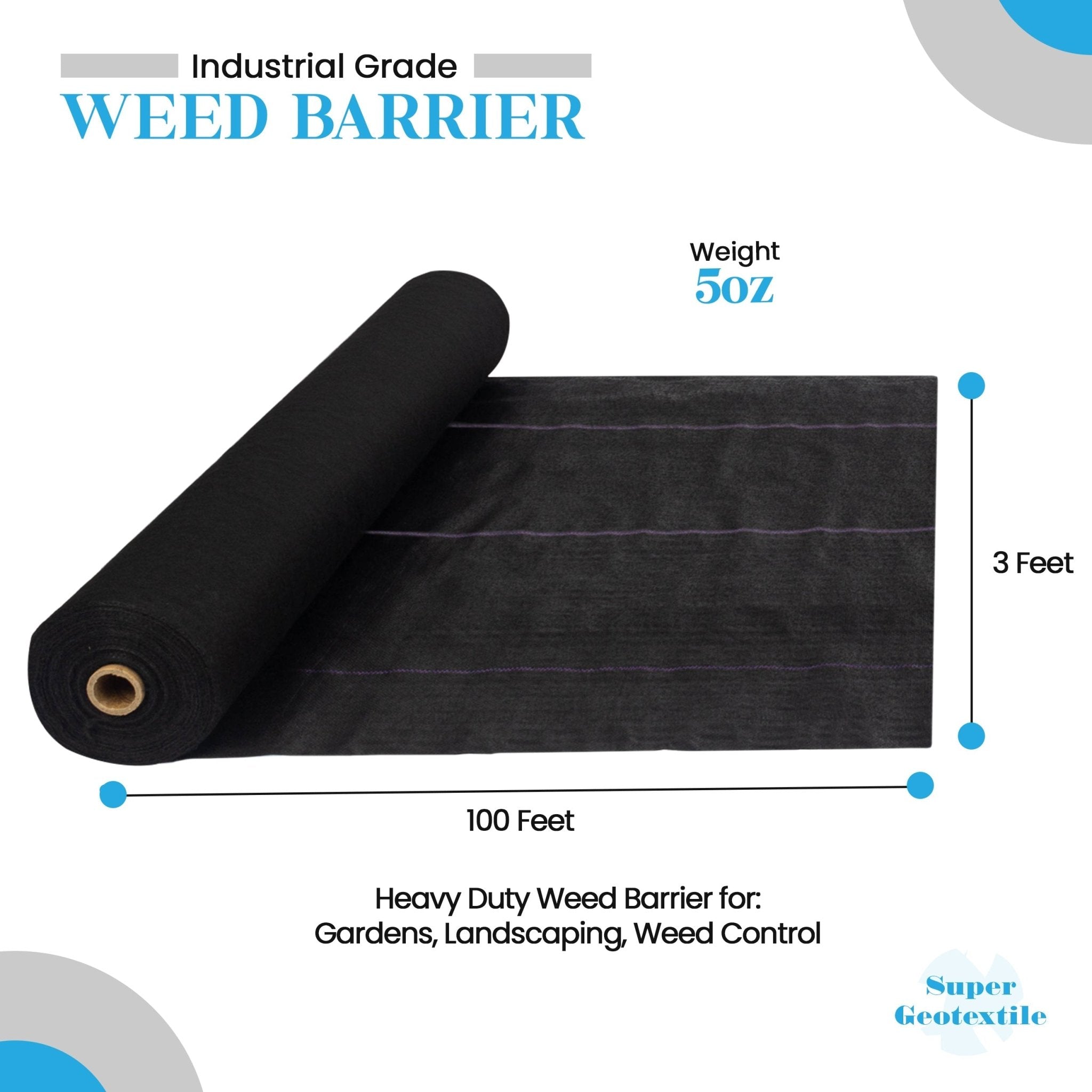 Pro Grade 5oz Weed Barrier - Heavy Duty Landscape Fabric - Weed Block - 25 Year Fabric - Rustic Threads Farm